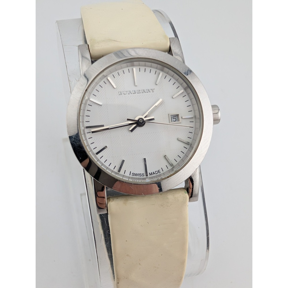 Burberry Women's Watch 28mm Case White Leather Band BU1797- For Parts/Repair